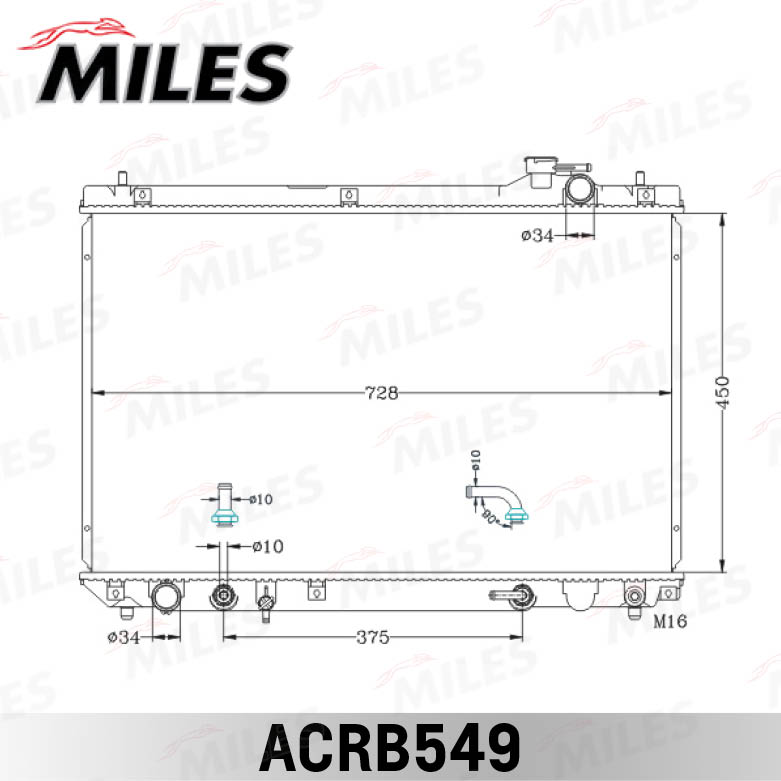 Радиатор LEXUS RX 300 3.0 98-02 паяный MILES ACRB549