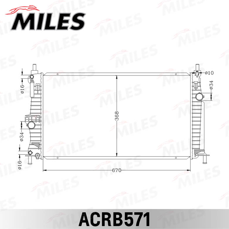 Радиатор MAZDA 3 1.6 A/T 09- паяный MILES ACRB571