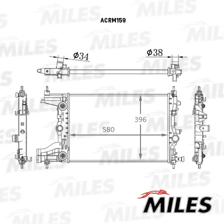 Радиатор CHEVROLET CRUZE 1.6/1.8 A/T 09-/OPEL ASTRA J 1.6 09- AT MILES ACRM159