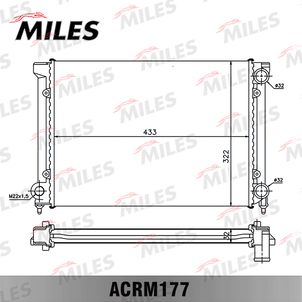 Радиатор VW PASSAT B3/B4 (88-97) 1.6/1.8 MT MILES ACRM177