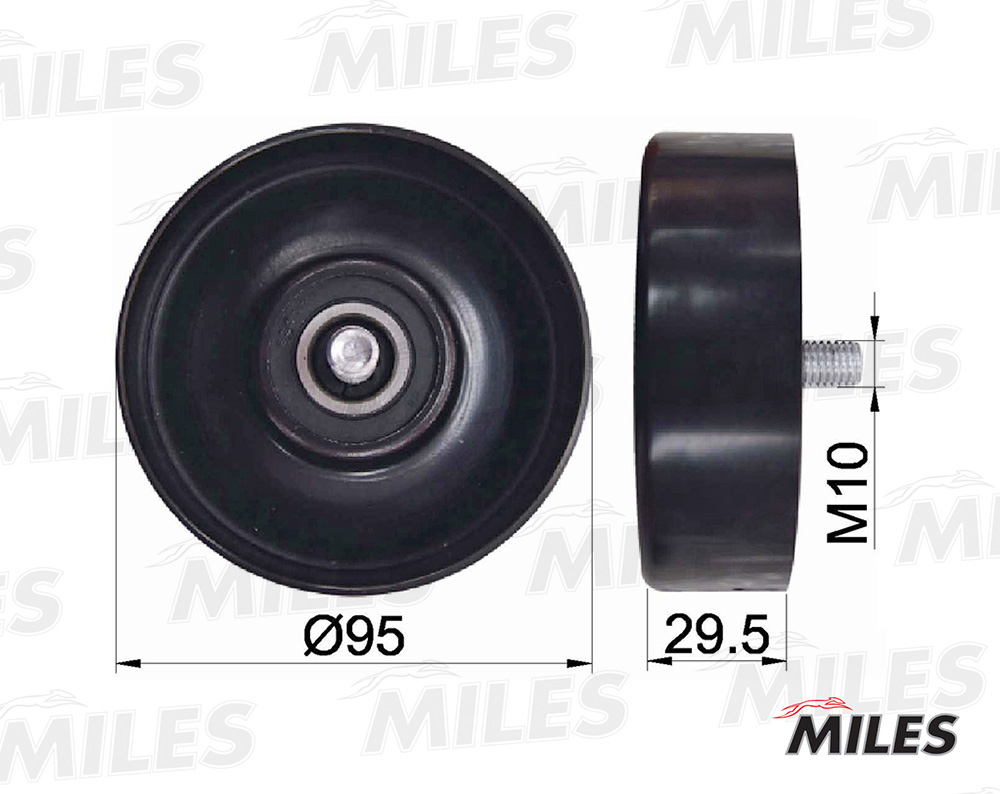 Ролик ремня приводного HYUNDAI SOLARIS 10-/ELANTRA 06-/i20/i30 (металлическое исполнение)  MILES AG03496