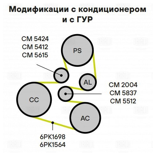Ролик привод ремня /м Peugeot 307 (00-)/206 (98-) 11i/14i/16i (опор) (CM 2004) TRIALLI