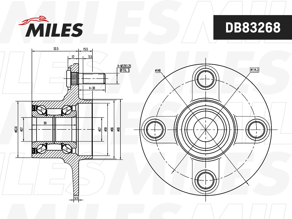 Ступица с подшипником NISSAN ALMERA CLASSIC зад. MILES DB83268