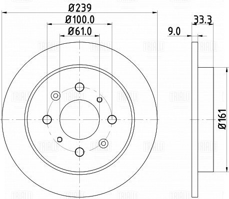 Диск торм /м Honda Jazz (08-) зад d=239 (окраш) (DF 062206) TRIALLI