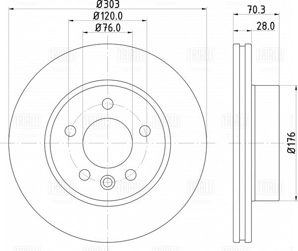 Диск торм /м VW Crafter (16-) перед d=303 (DF 084416) TRIALLI