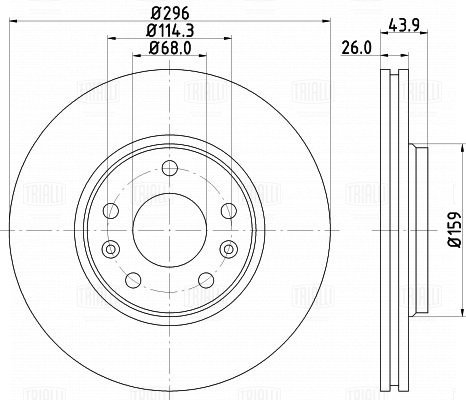 Диск торм /м Renault Megane III (08-)/Laguna (07-)/Scenic (09-) перед d=296 (DF 095115) TRIALLI