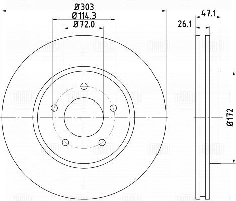 Диск торм /м Ford Maverick (01-)/Mazda Tribute (00-) перед d=303 (DF 095220) TRIALLI