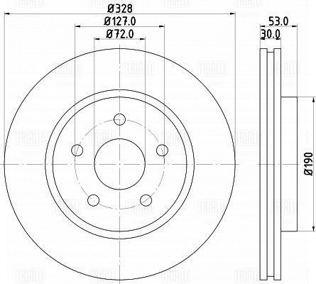 Диск торм /м Jeep Grand Cherokee (05-)/Comander (06-) перед d=328 (окраш) (DF 117210) TRIALLI