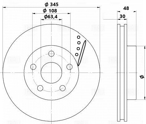 Диск торм /м Geely Monjaro (22-) перед d=345 (перф/слот/окраш) (DF 1317s) PRO TRIALLI