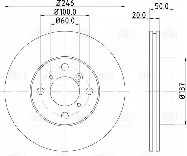 Диск торм /м Suzuki Baleno (95-)/Liana (02-) перед d=246 (DF 150013) TRIALLI