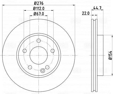 Диск торм /м Mercedes A (W169) (04-)/B (W245) (05-) перед d=276 (окраш) (DF 150117) TRIALLI