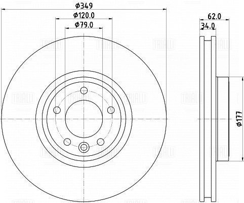 Диск торм /м Land Rover Range Rover (12-)/Discovery (16-) перед d=349 (окраш) (DF 240118) TRIALLI