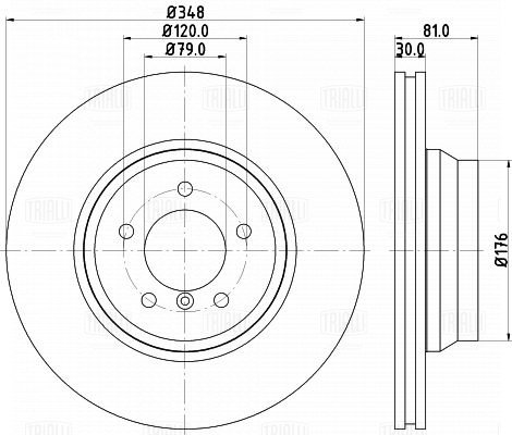 Диск торм /м BMW 7 (E65) (01-) перед d=348 (DF 261505) TRIALLI