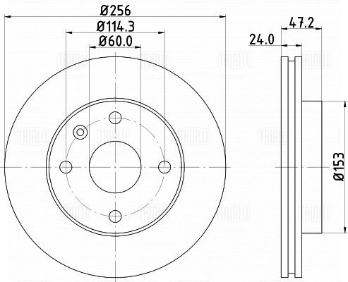 Диск торм /м Chevrolet Lacetti (04-) перед d=256 (перф/слот/окраш) (DF 272s) PRO TRIALLI