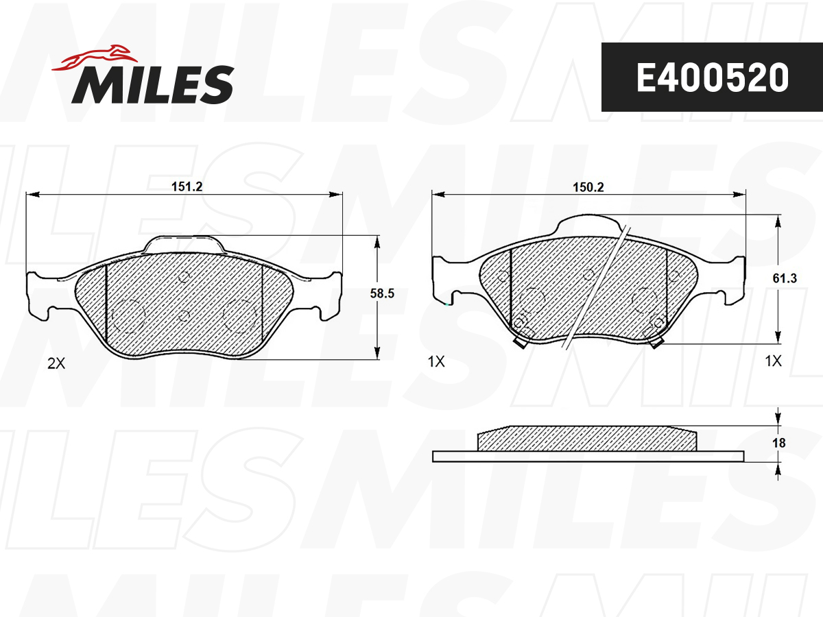 Колодки тормозные TOYOTA YARIS 1.0-1.4 06- передние MILES E400520