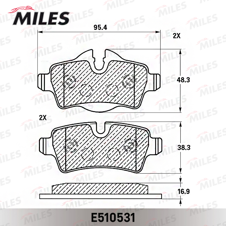 Колодки тормозные MINI COOPER 06-/ONE/CLUBMAN 07- задние Ceramic MILES E510531