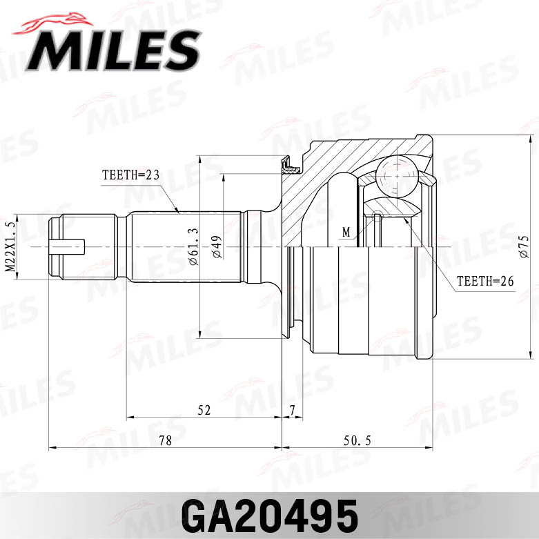 ШРУС HONDA LOGO 1.3 00-01 наружный. MILES GA20495