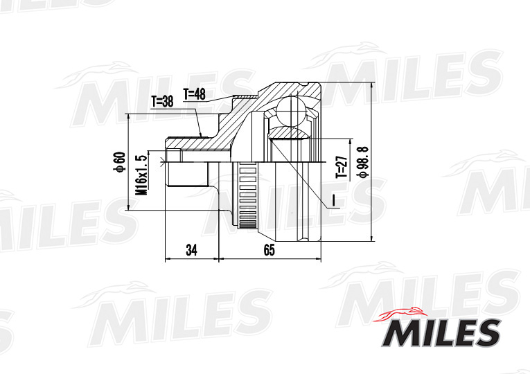 ШРУС VW SHARAN/FORD GALAXY 1.8-2.8 95-06 нар. MILES GA20524