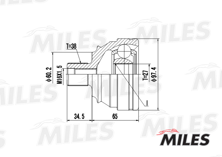 ШРУС VW T4 1.9D-2.8 90-03 нар. MILES GA20528