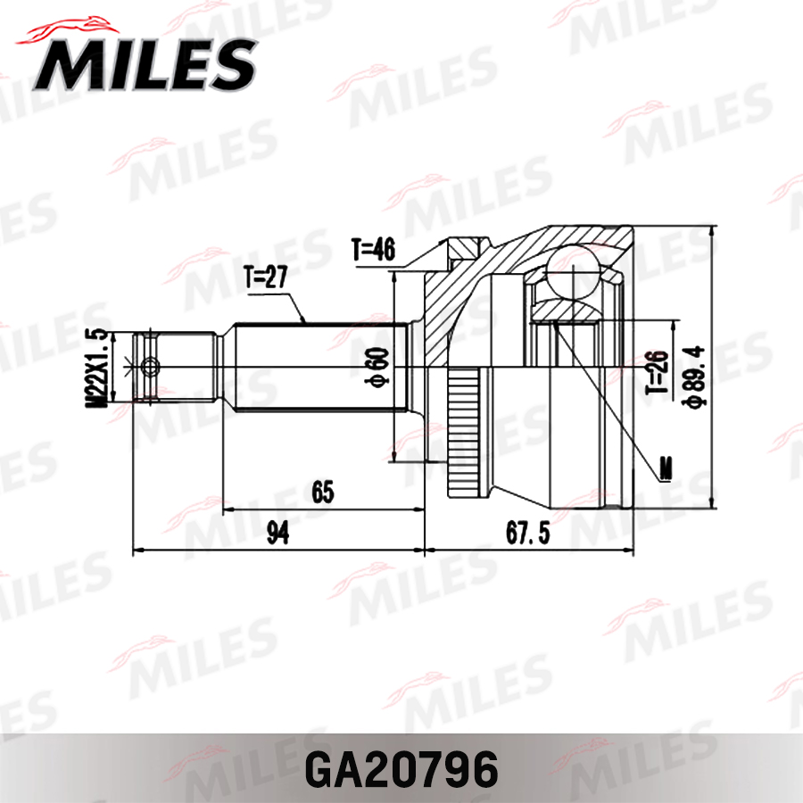 ШРУС Ceed/i30 -12 1.6CRDi/2.0CRDi нар. ABS MILES GA20796