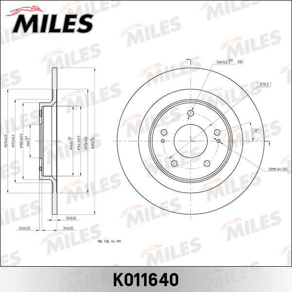 Диск тормозной MITSUBISHI OUTLANDER/ASX 12- задний MILES K011640