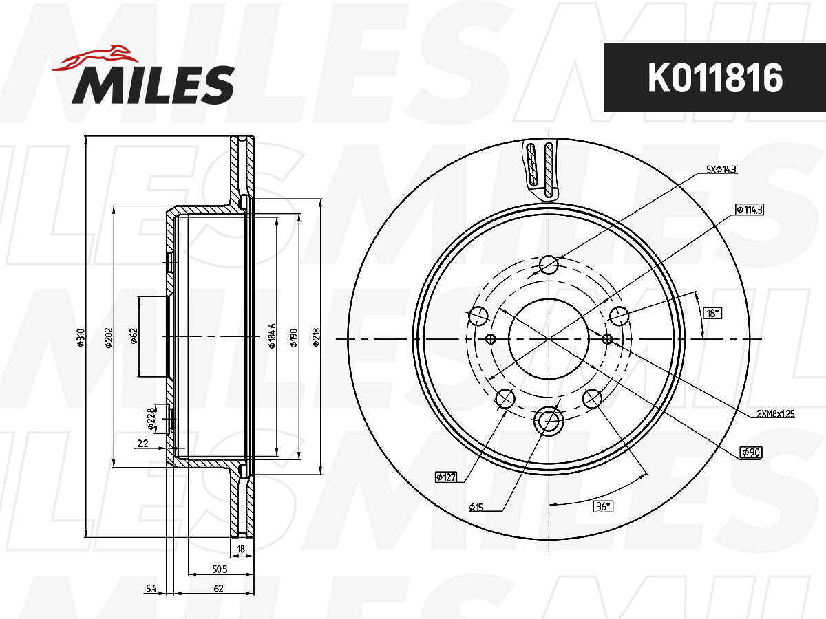 Диск тормозной LEXUS GS 12- задний MILES K011816