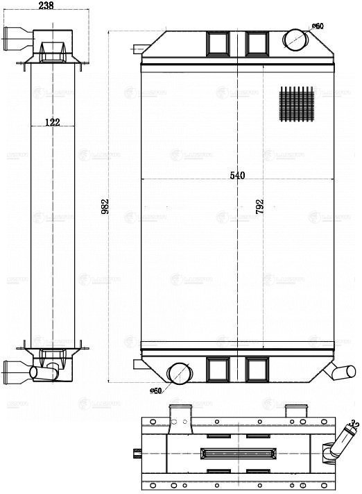 Радиатор охл. для с/т РСМ-101 (Вектор 410) с дв. ЯМЗ-236НД (LRc 0615) LUZAR