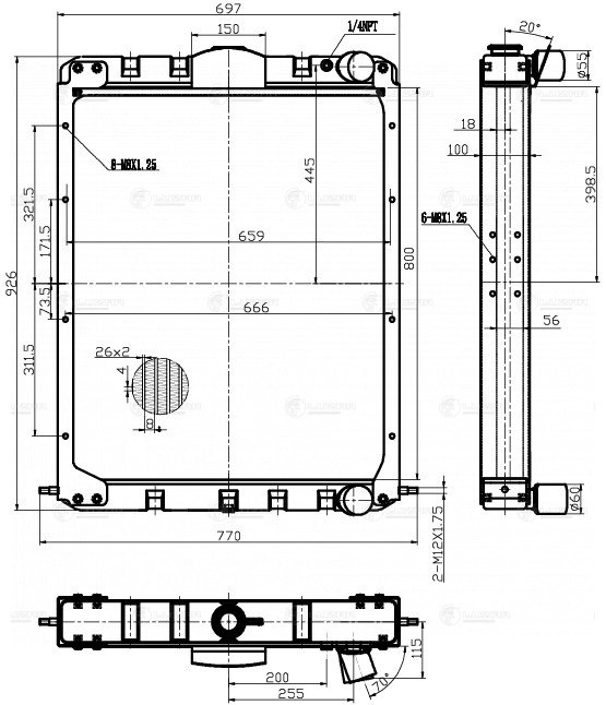 Радиатор охл. для а/м Урал Next 4320-4151-79 с дв. ЯМЗ-536 (LRc 1237) LUZAR